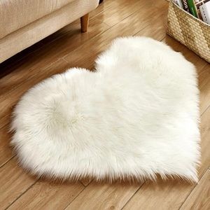Adorable Super Soft White Heart Rug